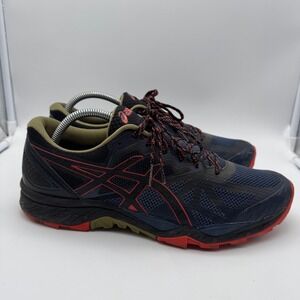 ASICS Gel Trabuco Trail Running Shoes Men's Size 10 Black‎ Red Blue